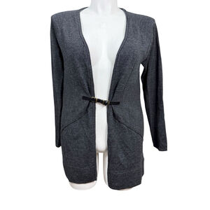 Ellen Tracy Merino Wool Gray Belted Cardigan Sweater Women’s L